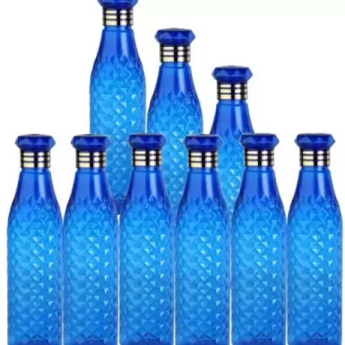 Plastic Fridge Water Bottle Set Of 12 Crystal Diamond Texture Design 1000 ml Bot