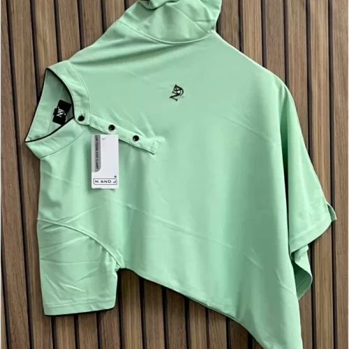 Men Solid Henley Neck Poly Cotton Light Green T-Shirt