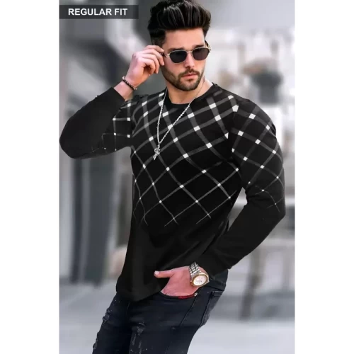 Men Printed Round Neck Cotton Blend Black T-Shirt