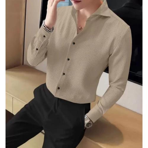 Men Regular Fit Solid Party Shirt