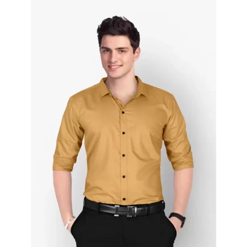 Men Slim Fit Solid Spread Collar Formal Shirt