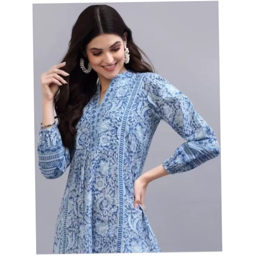 Casual Regular Sleeves Printed Women Light Blue