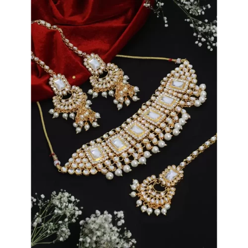 Gold-plated White Jewel Set  (Pack of 1)